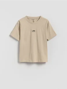 Reserved - Bawełniany t-shirt oversize - beżowy - Koszulki dla chłopców - miniaturka - grafika 1