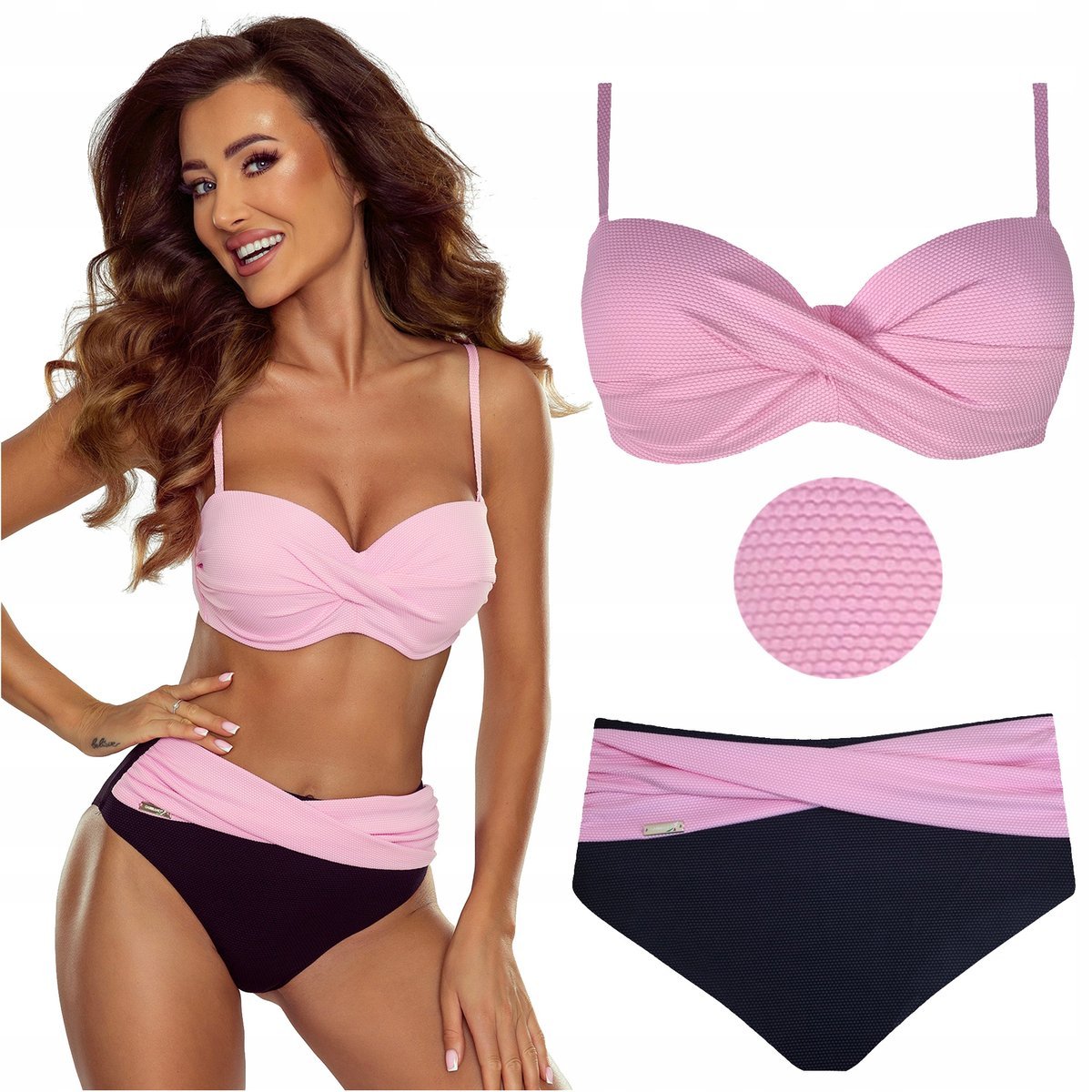 Strój kąpielowy dwuczęściowy push up wysoki stan GABBIANO Evita A5 44C 90C