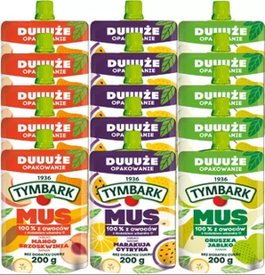 Tymbark mus 100% mix trzech smaków 200g x 15 sztuk - Koncentraty warzywne, przeciery - miniaturka - grafika 1