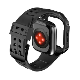 Kingxbar CYF136 2w1 pasek Apple Watch Ultra, SE, 8, 7, 6, 5, 4, 3, 2, 1 (49, 45, 44, 42  mm) z wbudowanym pancernym etui ze stali nierdzewnej czarny - Akcesoria do smartwatchy - miniaturka - grafika 3