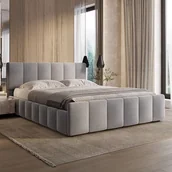 Łóżka - Łóżko tapicerowane z pojemnikiem SFG0166 120x200 Welur Szary #53 - miniaturka - grafika 1