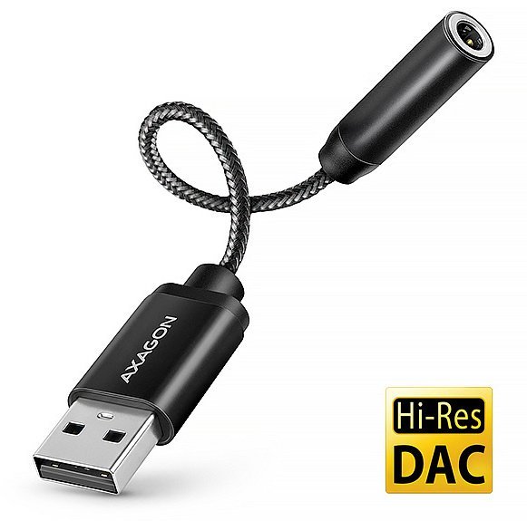 Adapter USB Axagon AXAGON ADA-HA, adapter audio USB-A na jack 3,5 mm Hi-Res DAC, 384 kHz / 32 bit, stereo