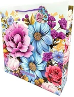 Opakowania i torebki na prezenty - Torebka ozdobna matowa 35x37x12cm Kwiaty - artykuł papierniczy - miniaturka - grafika 1