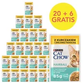 Mokra karma dla kotów - Karma dla kota CAT CHOW Hairball z Kurczakiem i zieloną fasolką w sosie (26 x 85g) - miniaturka - grafika 1