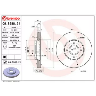 Tarcza hamulcowa BREMBO 09.B588.21 - Tarcze hamulcowe - miniaturka - grafika 1