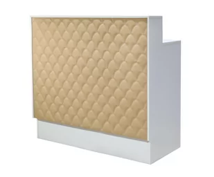 Recepcja fryzjerska tapicerowana Crafti Skin 124 cm kosmetyczna do salonu biało-złota - Lady recepcyjne - miniaturka - grafika 1