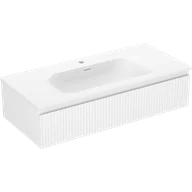 Szafki łazienkowe - Mexen Rivel szafka łazienkowa 100 cm z umywalką Vela, 1 szuflada, ryflowana , biała mat - 91A20-10023-1-BF01-W23M01 - miniaturka - grafika 1