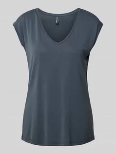 Koszulki i topy damskie - T-shirt z dekoltem w serek model ‘KAMALA’ - grafika 1