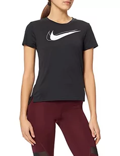 Nike Damska koszulka W Nk Df Swsh Run Top Ss, Czarny/odblaskowy srebrny, XL DD4898 - Koszulki sportowe męskie - miniaturka - grafika 1