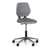 Fotele i krzesła biurowe - B2B Partner Krzesło robocze ALLOY PU, niskie, na kółkach, szare 280710 - miniaturka - grafika 1
