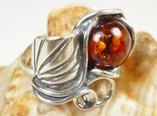 Pierścionki - 112-128 Pierścionek Srebro z Bursztynem - rozm.12 - miniaturka - grafika 1
