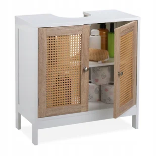 Szafka pod umywalkę biała ratan drzwi do łazienki - Szafki łazienkowe - miniaturka - grafika 1