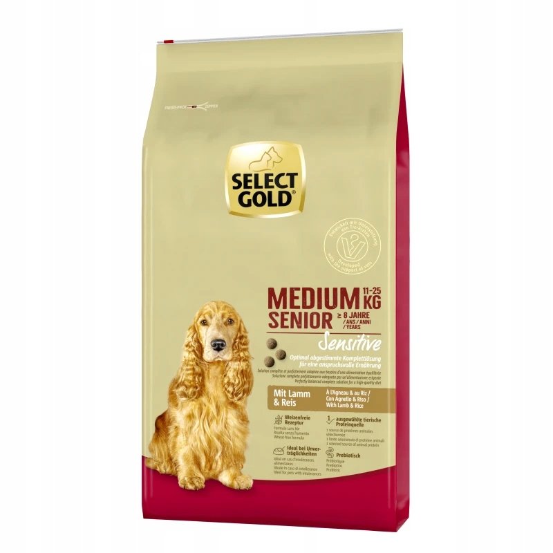 SELECT GOLD Sensitive Senior Medium Jagnięcina i ryż 12 kg