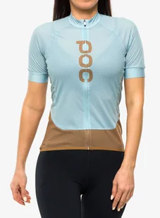 Koszulka kolarska damska POC Essential Road Logo Jersey - mineral blue/brown - Koszulki rowerowe - miniaturka - grafika 1