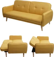 Sofy i kanapy - Sofa rozkładana HWC-J18, kanapa rozkładana sofa rozkładana sofa rozkładana sofa dla gości, funkcja spania tkanina/tekstylia 185cm ~ żółty - miniaturka - grafika 1