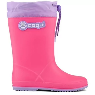 Buty dla dziewczynek - Kalosze Coqui Rainy Collar Jr 8509-100-3602 różowe - grafika 1