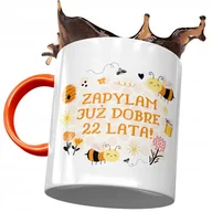 Kubki - Kubek Pomarańczowy na Urodziny 22 22gie 22-gie z Nadrukiem ze Zdjęciem + Opakowanie na prezent (wzór 04) - miniaturka - grafika 1