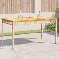 Stoły ogrodowe - Stół ogrodowy, beżowy, 140x80x75 cm, polirattan i akacja Lumarko! - miniaturka - grafika 1