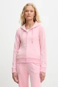 Bluzy damskie - Juicy Couture bluza damska kolor różowy z kapturem gładka JCAP176 - miniaturka - grafika 1