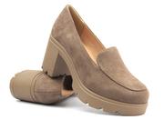 Mokasyny damskie - Eleganckie buty damskie na klocku - Potocki 24-12040, khaki - miniaturka - grafika 1