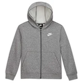 Bluzy dla chłopców - Nike Chłopięca bluza B NSW Hoodie Fz Club, Carbon Heather/White, 8 Lat DA5067 - miniaturka - grafika 1