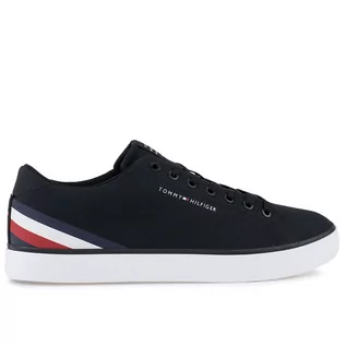 Buty sportowe męskie - Buty Tommy Hilfiger HI Vulc Core Low Stripes FM0FM04735-BDS - czarne - grafika 1