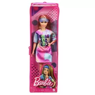 Lalki dla dziewczynek - Mattel Barbie Lalka Fashionistas Modna przyjaciółka Kolorowa sukienka Ciemnoblond włosy GRB51 p6 - miniaturka - grafika 1