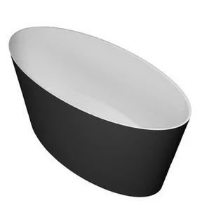 Omnires Marble+ Roma 159x72 biało-czarny połysk Roma159CP - Wanny - miniaturka - grafika 1
