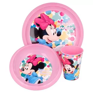 Minnie Mouse Minnie Mouse - Zestaw naczyń (talerzyk, miska, kubek 260 ml) (różowy) 51115 - Zestawy naczyń dla dzieci - miniaturka - grafika 1