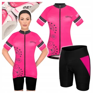 Strój Kolarski Damski rozm L XL Koszulka Spodenki Rowerowe z Wkładką Żelową - Spodenki rowerowe - miniaturka - grafika 1