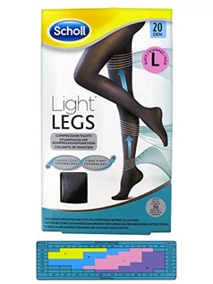 Rajstopy - Scholl Light Legs Rajstopy damskie z funkcją kompresji i technologią zapobiegającą bieganiu – 1 para, 20 DEN, czarne, S - grafika 1