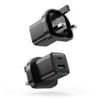 Ładowarki do telefonów - Joyroom szybka ładowarka sieciowa UK USB Typ C + USB 20W PD QC3.0 czarny (L-QP207) - miniaturka - grafika 1