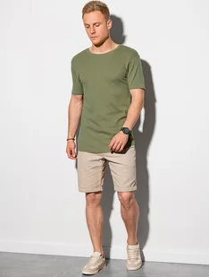 Ombre T-shirt męski bawełniany z nadrukiem S1387 - oliwkowy XXL - Koszulki męskie - miniaturka - grafika 1