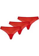 Majtki damskie - Teyli Damskie stringi tanga z siatki 3-pak czerwone M, czerwony - miniaturka - grafika 1