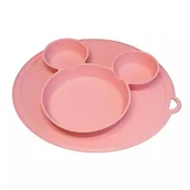 Miseczki i talerzyki dla dzieci - MYROYS, Silikonowy talerzyk z przyssawką Różowy - miniaturka - grafika 1