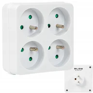 Gniazdka elektryczne - ROZGAŁĘŹNIK POCZWÓRNY GNIAZDO ELEKTRYCZNE 4GNIAZDA OKRĄGŁE UZIEMIENIE BIAŁY - miniaturka - grafika 1