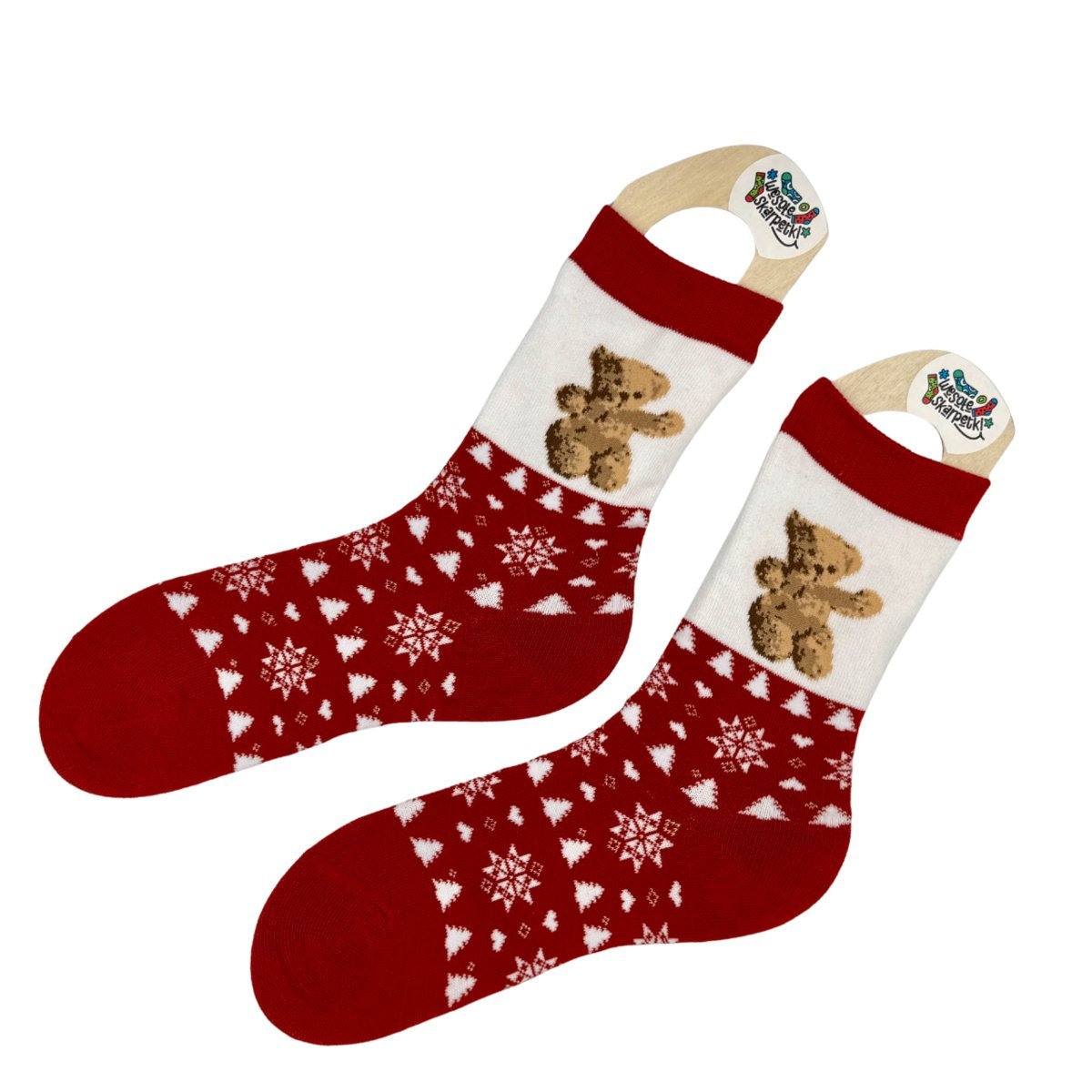 Skarpetki termiczne ciepłe zimowe wzory norweskie gwiazdki misie 35-39