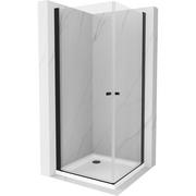Kabiny prysznicowe - Mexen Pretoria Duo kabina prysznicowa uchylna 90x90 cm, transparent, czarna + brodzik Flat - miniaturka - grafika 1