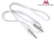 Kable - Maclean Przewód jack 3.5mm, płaski 1m, metalowy wtyk, white MCTV-694 W CEN-39910 - miniaturka - grafika 1
