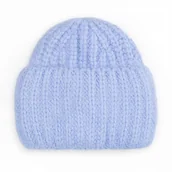 Czapki damskie - Gruba Czapka Damska Wełniana Wełna Zimowa Na Zimę 60% Angora Niebieska - miniaturka - grafika 1