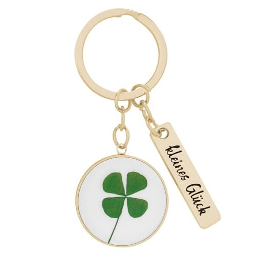 Sheepworld 74430 breloczek do kluczy z liściem koniczyny, kółko na klucze, stop cynku, długość 7,4 cm, talizman, Boże Narodzenie, Sylwester, wielokolorowa, Rozmiar uniwersalny, Motyw 