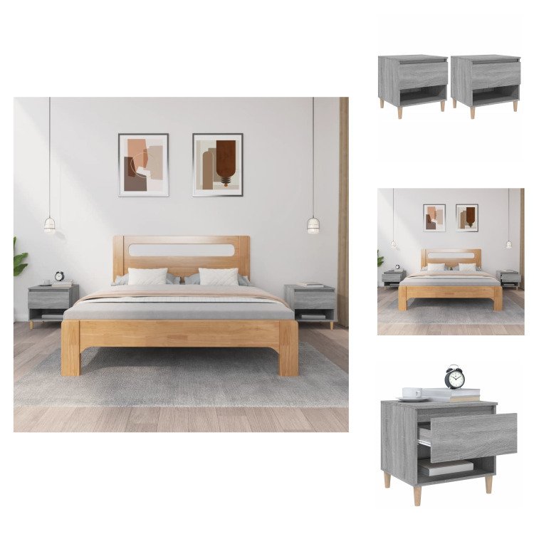vidaXL Szafki nocne 2 szt. Szara Sonoma 50x46x50 cm Materiał drewnopochodny - Szafki nocne