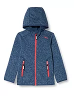 Kurtki i płaszcze dla dziewczynek - CMP Dziewczęca kurtka polarowa z kapturem Knit Tech Melange, Niebiesko-czerwony pocałunek, 116 - miniaturka - grafika 1
