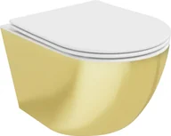 Miski WC - Mexen Lena miska wc Rimless z deską wolnoopadającą slim, duroplast, biała/złota - 30224006 - miniaturka - grafika 1