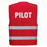 Odzież robocza - Kamizelka odblaskowa PORTWEST F474 Czerwony S/M nadruk PILOT - miniaturka - grafika 1