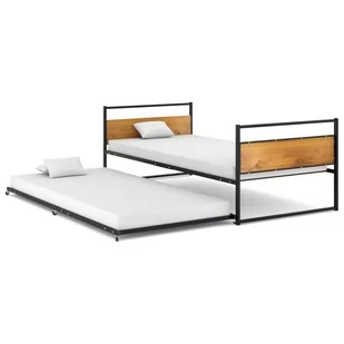 vidaXL Wysuwana rama łóżka, czarna, metalowa, 90x200 cm - Łóżka - miniaturka - grafika 1