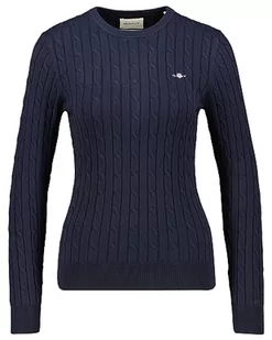 GANT Damski sweter ze stretchu, bawełna Cable C, Evening Blue, Standard, niebieski (Evening Blue), XL - Swetry damskie - miniaturka - grafika 1
