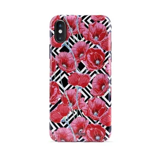 PURO Glam Geo Flowers - Etui iPhone Xs / X (Red Poppies) IPCXCGEOFLO1BLK - Etui i futerały do telefonów - miniaturka - grafika 1