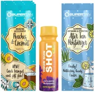 Balsamy i kremy do opalania - Supertan Peaches & Coconut 3x 15ml Bronzer Z Przyspieszaczem + Gratisy - miniaturka - grafika 1