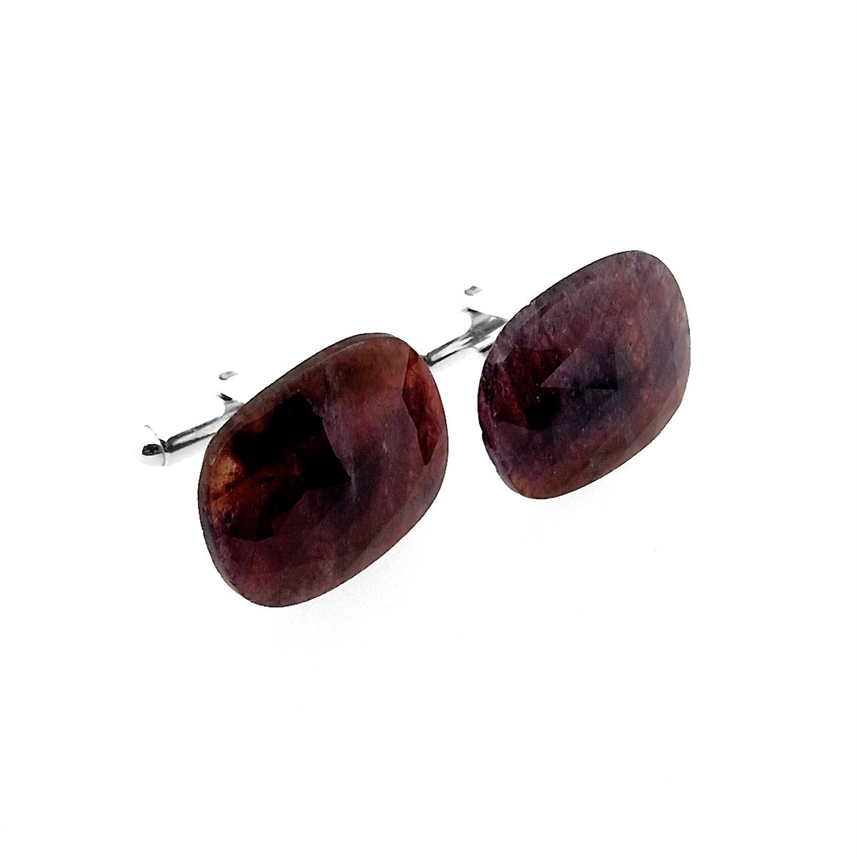 Srebrne spinki do mankietów Szafir bordowy (S976) Srebro [925]